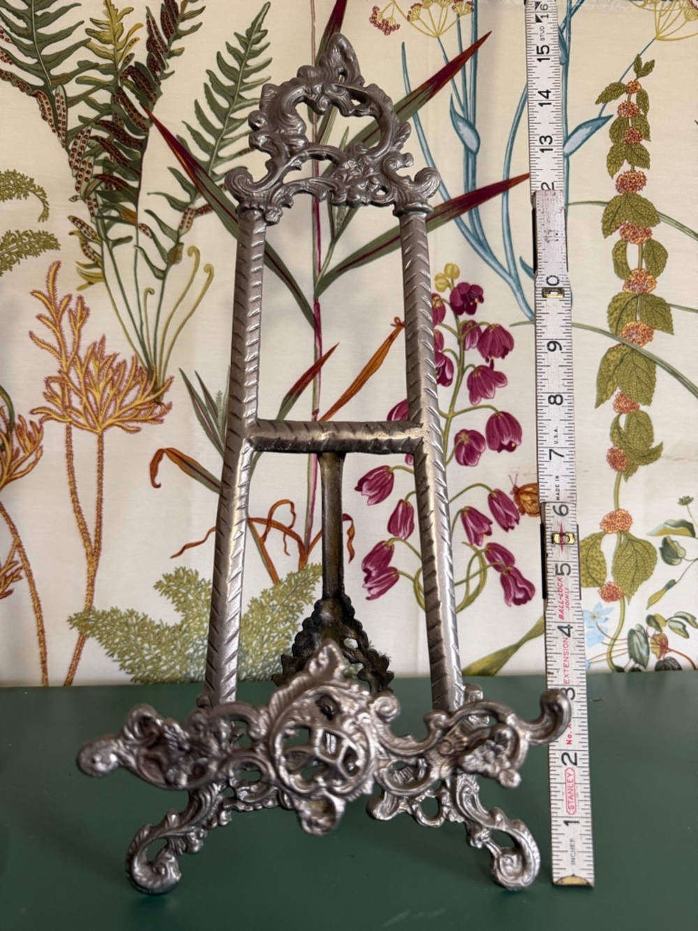 Ornate Brass Silver Color Metal Display Easel - Home Wall Decor